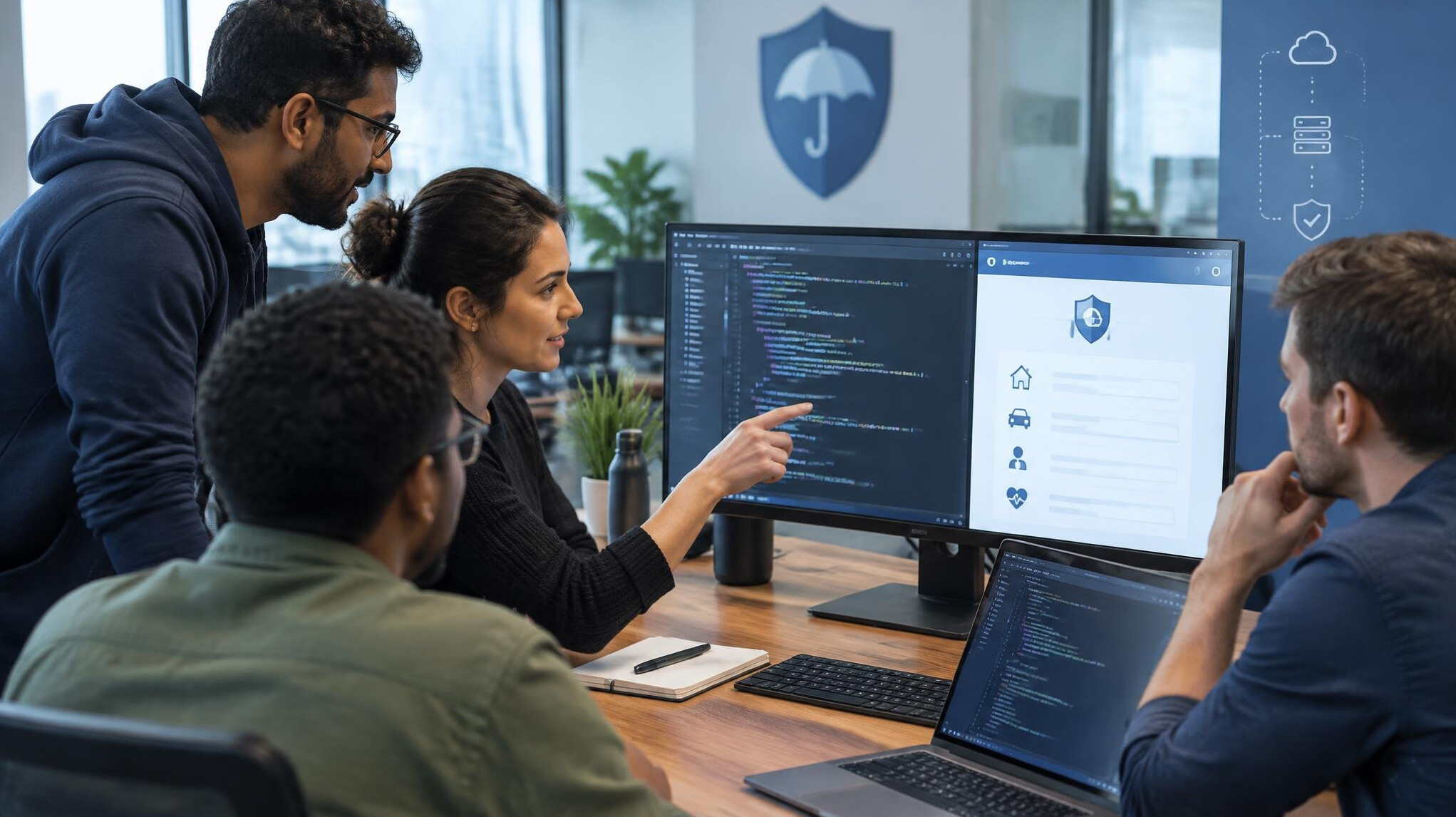 software developers discussing code