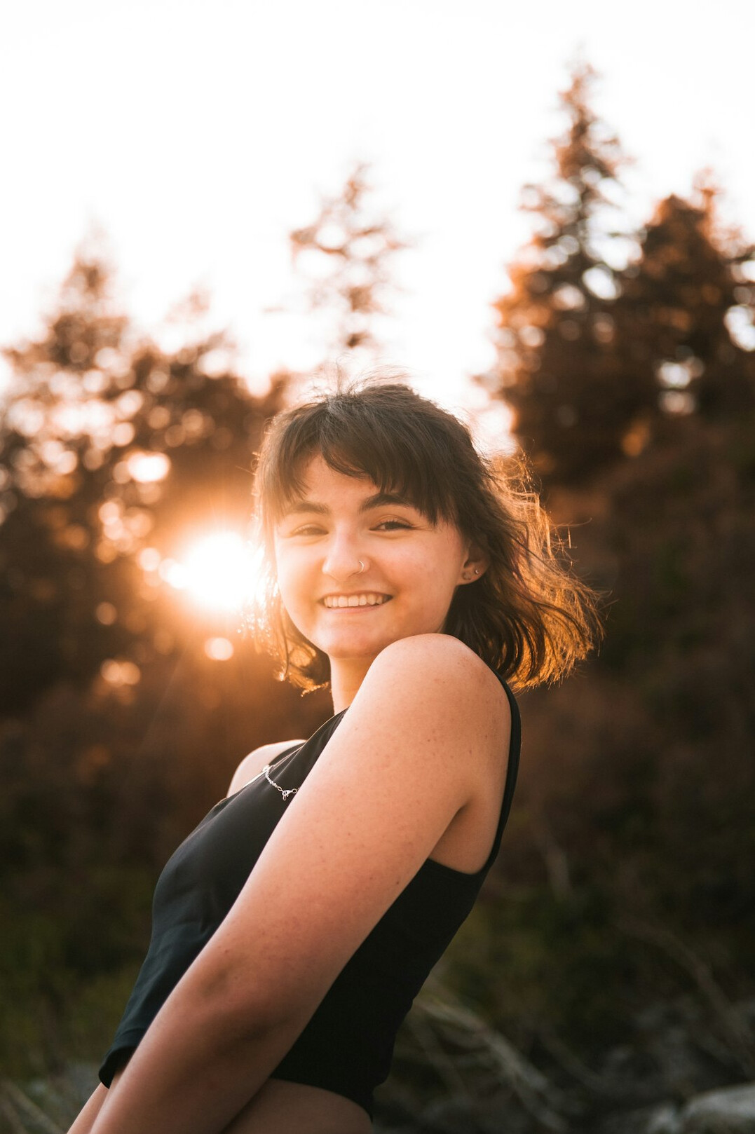 Portrait of a smiling woman with brown hair